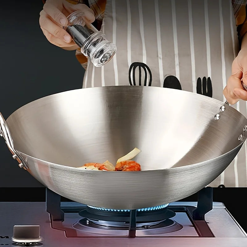 Large Stainless Steel Wok with Dual Handles 30cm