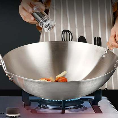 Large Stainless Steel Wok with Dual Handles 30cm