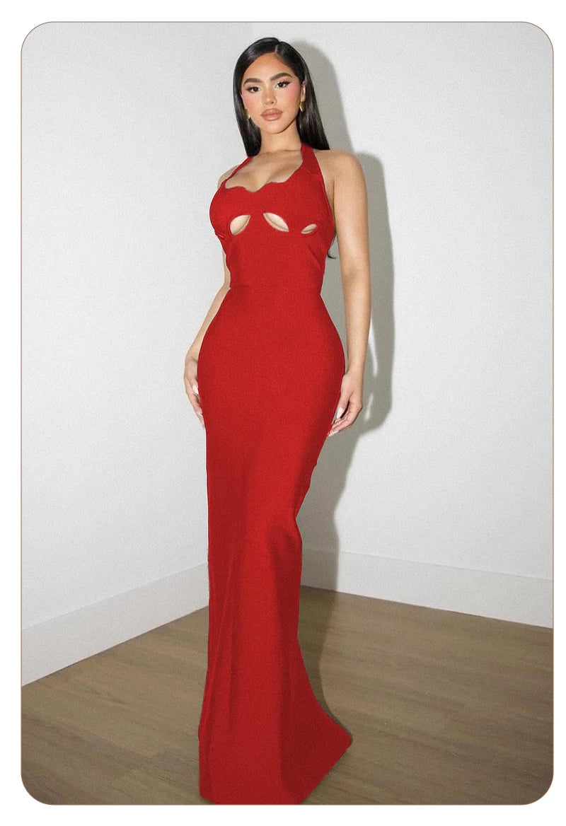 Elegant Black Halter Bodycon Dress for Women