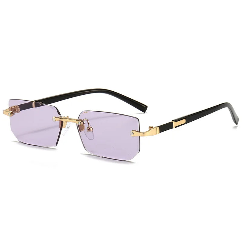 Rimless Rectangle Sunglasses for Women and Men