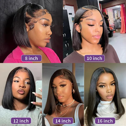4x4 Lace Front Short Bob Wig Human Hair Straight