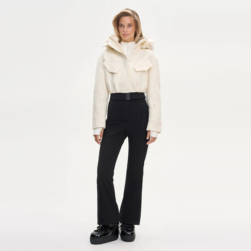 Casual Fur-Trimmed Hooded Ski Suit Women Warm Jumpsuit