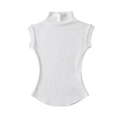 Women Summer Turtleneck Sleeveless Slim Fit Top