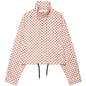 Polka Dot Bomber Jacket Women's Zip Up Crop Coat