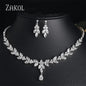 ZAKOL Brilliant Zirconia Leaf Jewelry Set for Women