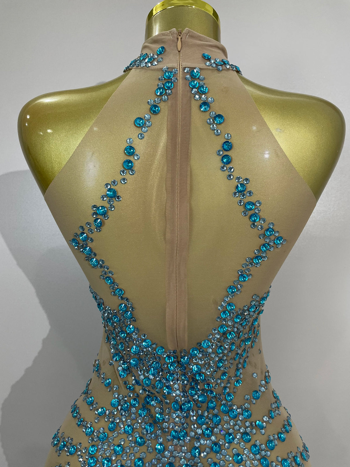 Sparkly Rhinestones Mesh See Through Dress for Women
