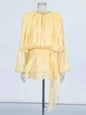 TWOTWINSTYLE V Neck Long Sleeve Mini Dress for Women