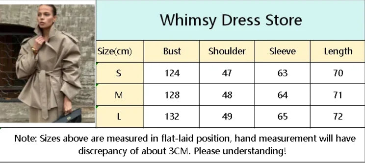 Lapel Lace Up Trench Coat Women Casual Long Sleeve