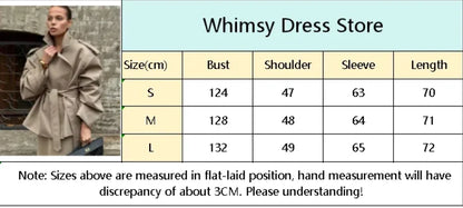 Lapel Lace Up Trench Coat Women Casual Long Sleeve
