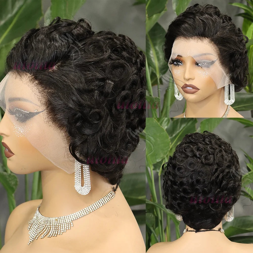 Chioma Curly Pixie Cut Wig Short Bob Human Hair Black