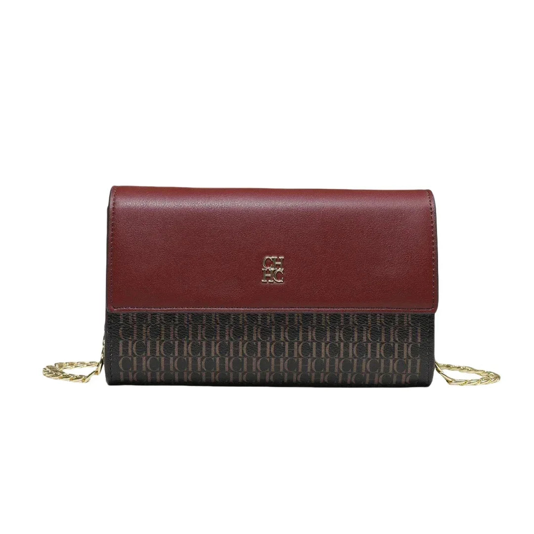 CH Women PU Leather Crossbody Bag with Metal Chain