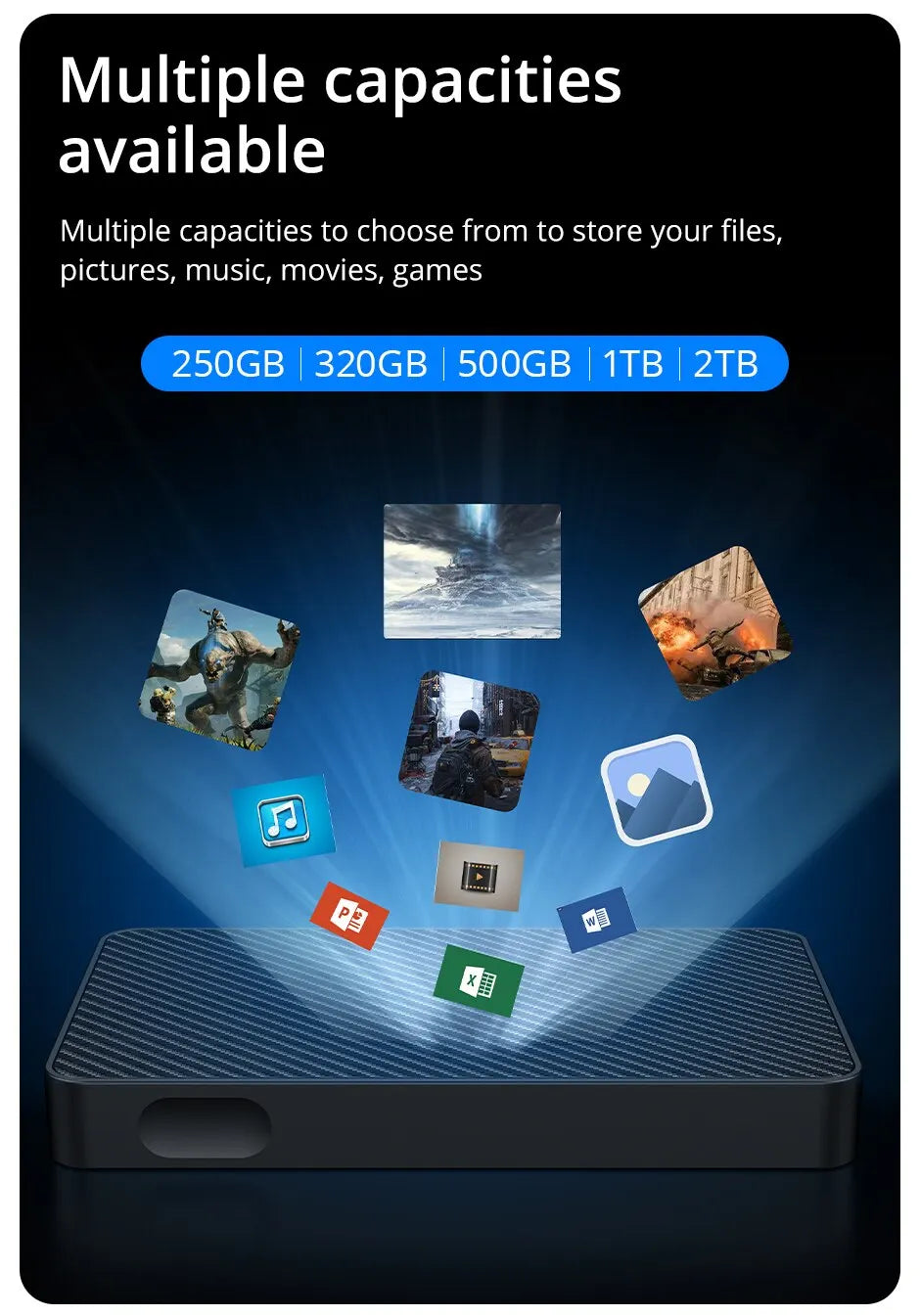 External Portable Hard Drive 1TB USB 3.0 for PC and Console