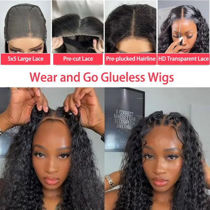 40 Inch Deep Wave Human Hair Lace Frontal Wig