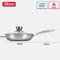 Stainless Steel Non Stick Frying Pan with Lid 28cm