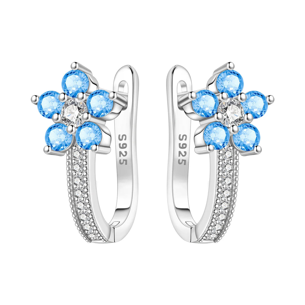 S925 Sterling Silver Iris Flower Hoop Earrings for Women