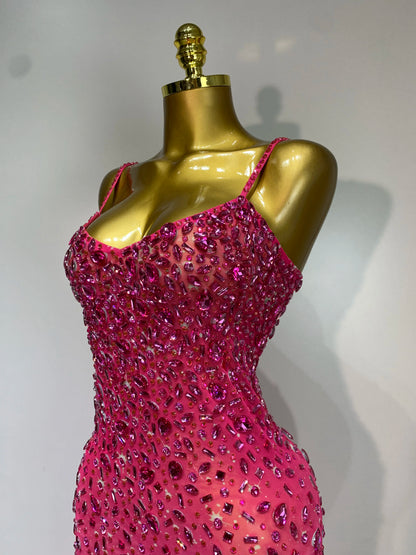 Luxury Rhinestone Mesh Bodycon Dress for Women