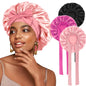 Satin Solid Sleeping Hat with Stretchy Tie Band