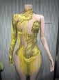 Rhinestone Tassel Elastic Bodysuit for Women