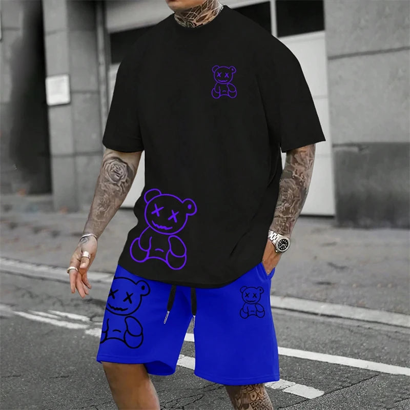 Men's Summer Loose Harajuku T-Shirt and Shorts Set