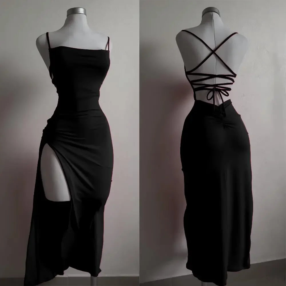 Summer Halter Strap Sheath Dress in Polyester