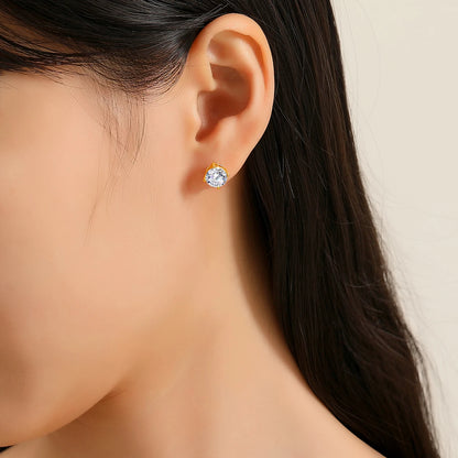 18k Gold Moissanite Stud Earrings for Women