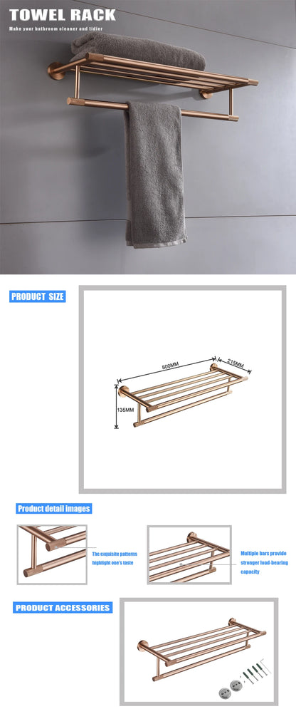 Brushed Rose Gold Metal Bath Hardware Set