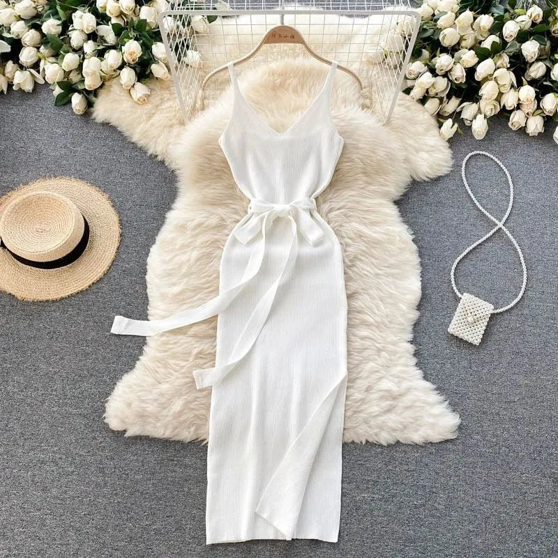 YuooMuoo Women Knitted Bodycon Dress with Cut Out Waist