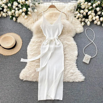 YuooMuoo Women Knitted Bodycon Dress with Cut Out Waist