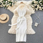 YuooMuoo Women Knitted Bodycon Dress with Cut Out Waist