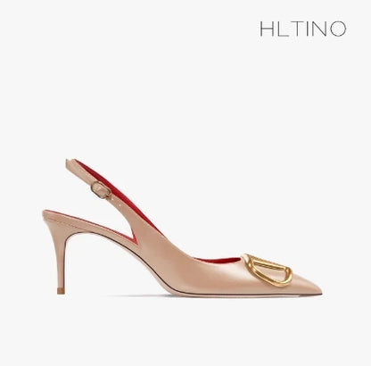 Black Slingback Sandals for Women with High Heels