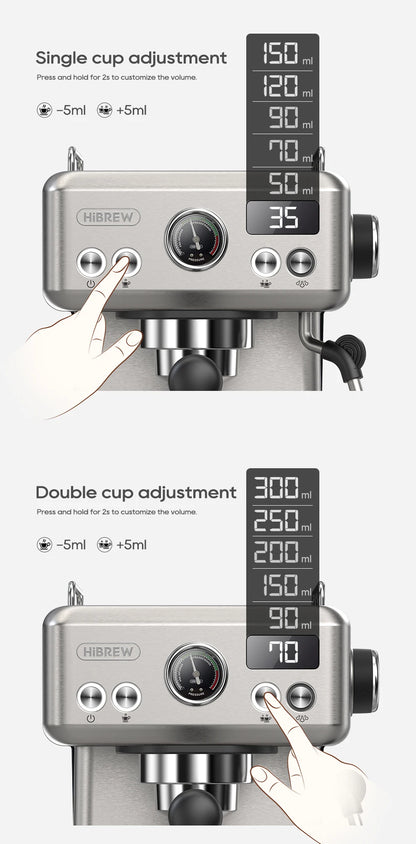 HiBREW 20Bar Semi Automatic Espresso Machine Stainless Steel