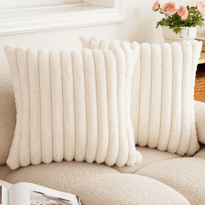 Faux Rabbit Fur Square Cushion Cover 40x40 45x45 Solid Color