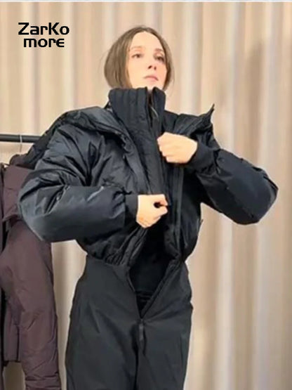 Hooded One-Piece Ski Jumpsuit for Women Windproof Outwear