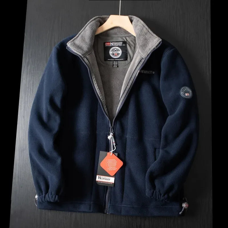 Windproof Fleece Padded Jacket for Men, Large Size