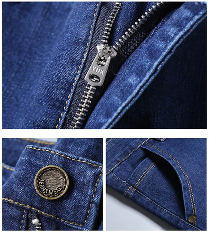 Men's Black Blue Stretch Jeans Casual Slim Fit Trousers