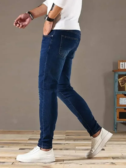 Mens Slim Fit Skinny Jeans Denim Blue Casual
