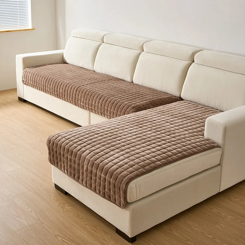 Flannel Sofa Cushion Non-Slip Plush Backrest Cover
