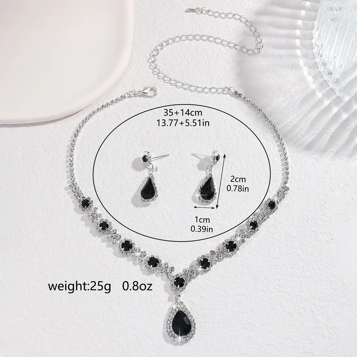 Water Drop Necklace and Earrings Set for Women