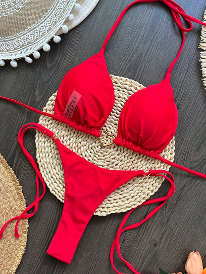 RUOTONSEPT Solid Color Bikini Set Women's Swimwear