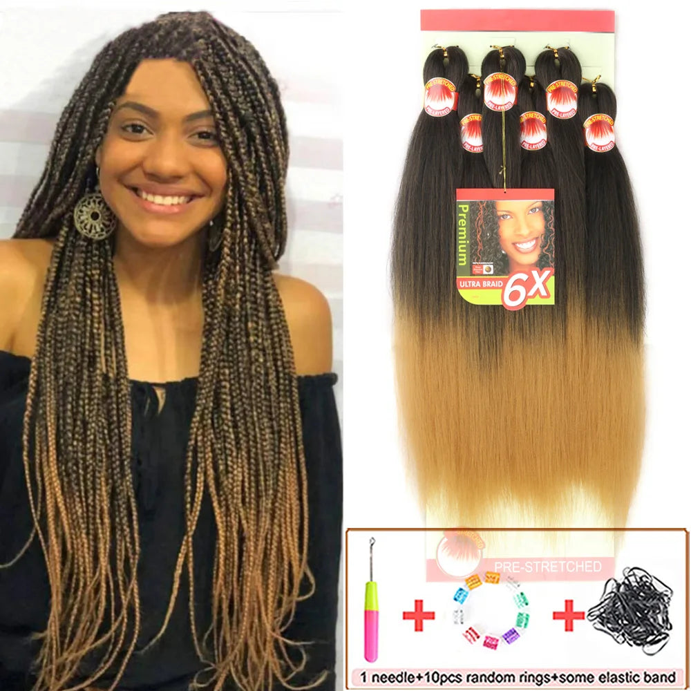 26 Inch Pre Stretched Blonde Ombre Braiding Hair