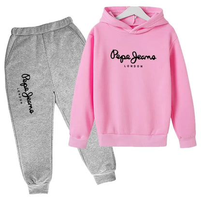 Leisure Letter Print Hoodie and Pants Tracksuit Set