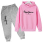 Leisure Letter Print Hoodie and Pants Tracksuit Set