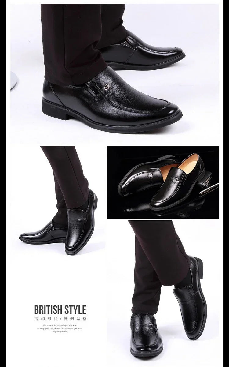 Leather Black Slip-On Loafers for Men Plus Size 38-44
