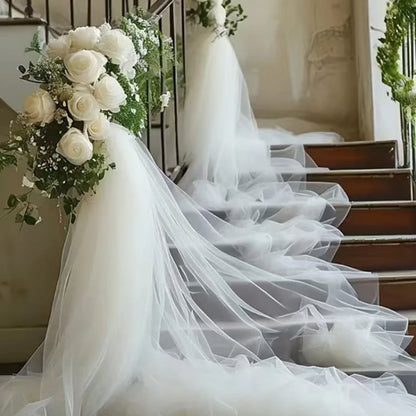 50M White Tulle Fabric for Wedding and Party Decor