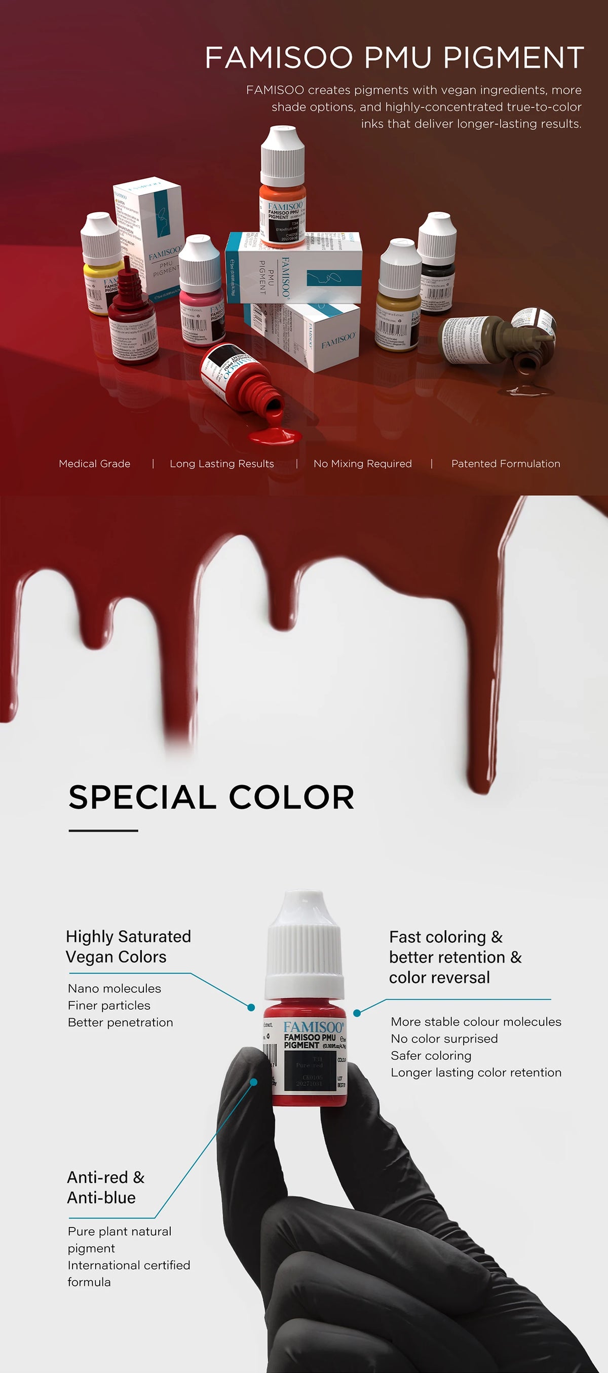 FAMISOO 5ML Permanent Makeup Pigment for Lips and Eyebrows