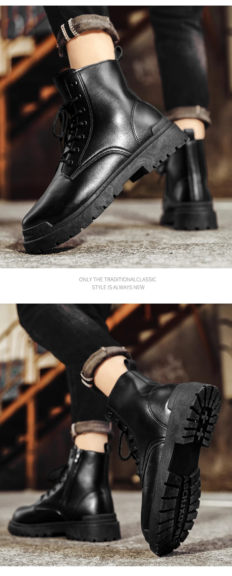Men's Leather Ankle Boots for Outdoor Hiking