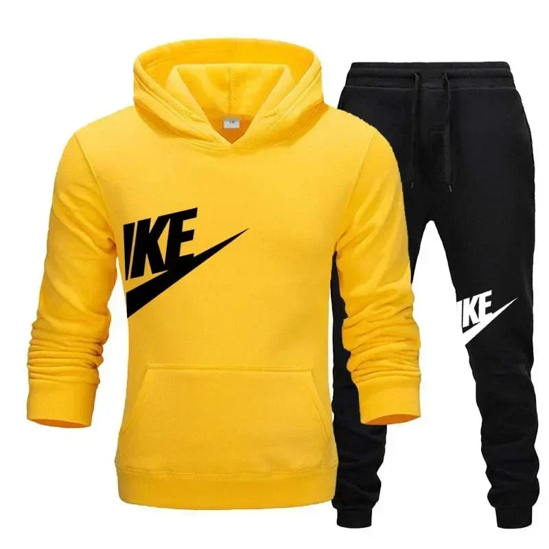 Men's Casual Fitness Printed Hooded Pullover and Pants