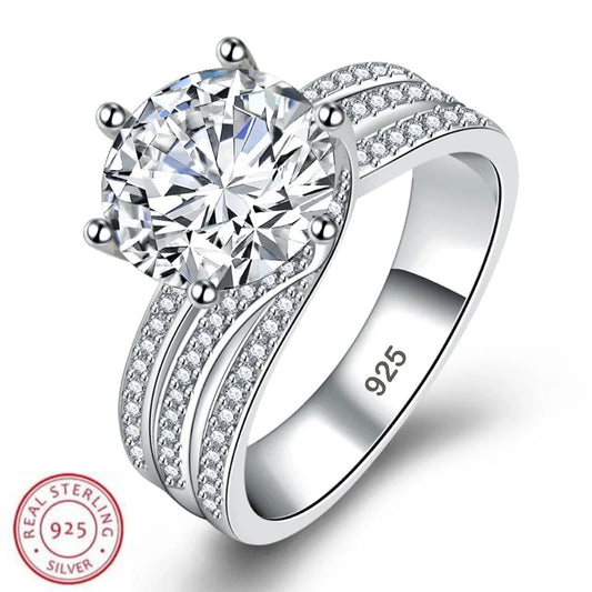 925 Sterling Silver Cocktail Ring with Zircon for Women