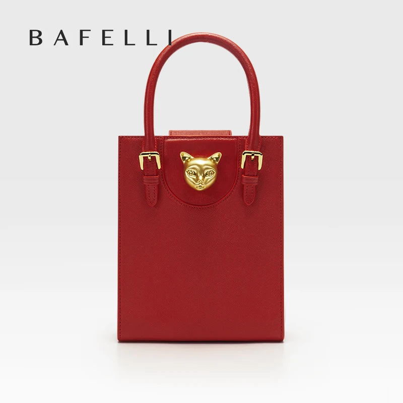 BAFELLI Women's Genuine Leather Mini Tote Crossbody Bag