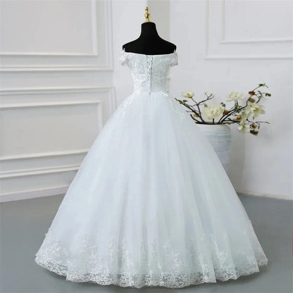 Off Shoulder Plus Size Wedding Dress Tulle and Organza